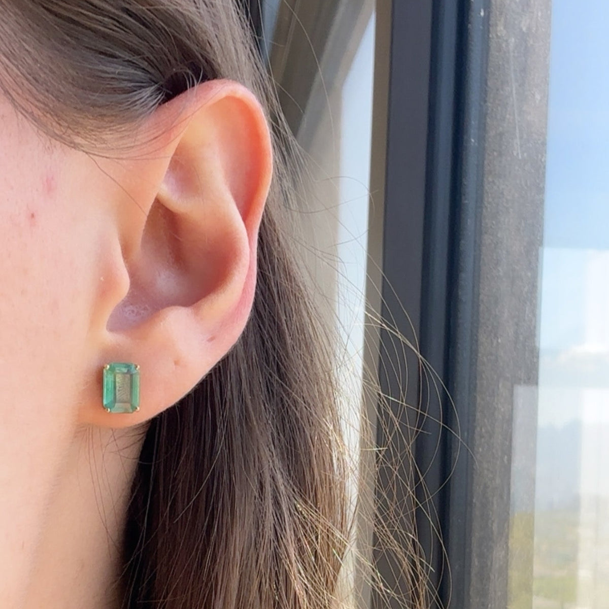 Emerald Cut Stud Earrings