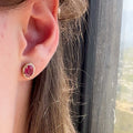 Ruby Diamond Halo Earrings