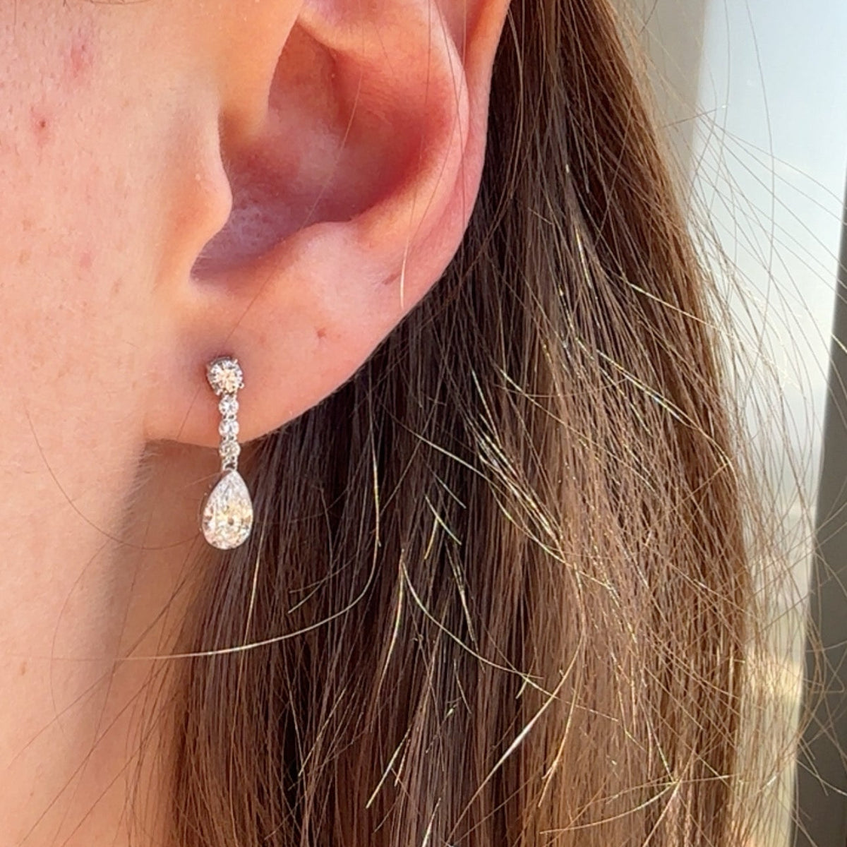 Pear Diamond Drop Earrings