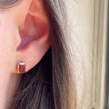 Ruby Emerald Cut Stud Earrings